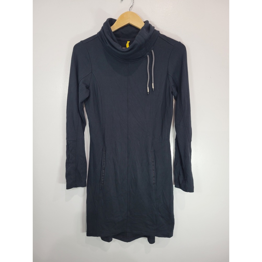 Lole Black Cowl Neck Long‎ Sleeve Athleisure Dress Size S Call Me Knee Length